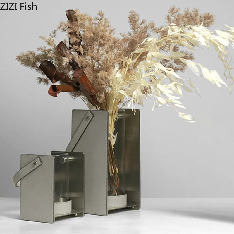 Glass Leather Vase Decor