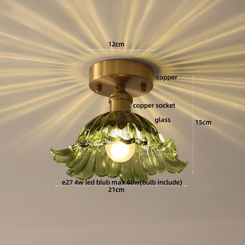 DecorBites™ Glass Flush Mounted Ceiling Light Fixture - Modern Nordic Green Glass LED Ceiling Lamp