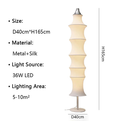 DecorBites™ Cream Silk Japanese LED Floor Lamp for Modern Living Room Décor