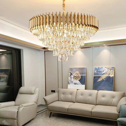 DecorBites™ Crystal LED Pendant Chandelier: Modern Luxury Living Room Dining Lighting Fixture