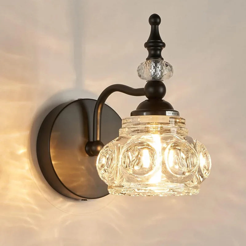 Gold Crystal Wall Lamp With LED Embellishments
