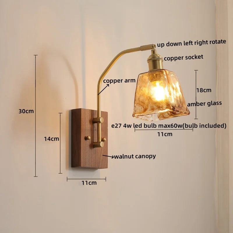 DecorBites™ Glass Copper LED Wall Lamp Modern Stair Light Fixtures applique murale
