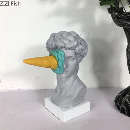 DecorBites™ Ice Cream David Statue Myth Character Resin Ornament Desk Sculpture Home Decor