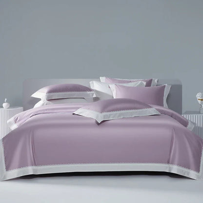 DecorBites™ Lace Patchwork Bedding Set: 1200TC Egyptian Cotton Duvet Cover, Sheet, Pillowcases