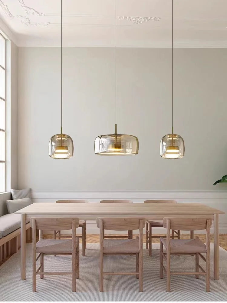 Nordic restaurant pendant light, modern luxury bar counter, coffee shop bedside single head glass artistic lighting fixture