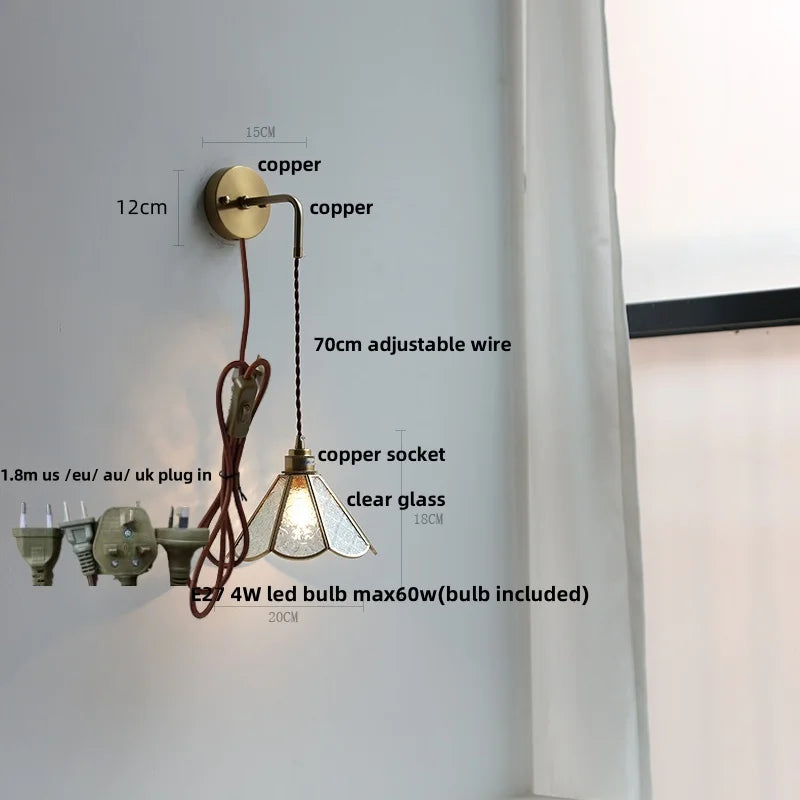 DecorBites™ LED Wall Lights Clear Glass Adjustable Bedside Lamp Nordic Modern Style