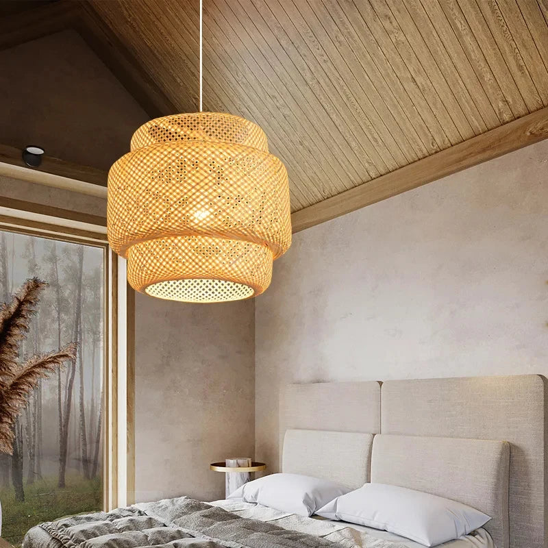 DecorBites™ Bamboo Pendant Lamp Hand Knitted