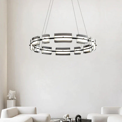 DecorBites™ Glass Restaurant Chandelier, High-End All Copper Lighting Fixture