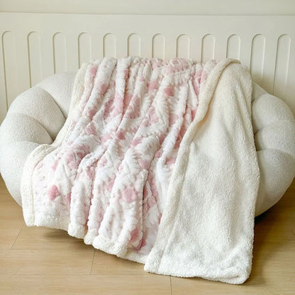 DecorBites™ Geometric Jacquard Taff Velvet Blanket Lamb Wool Warm Nap Bed Sheets