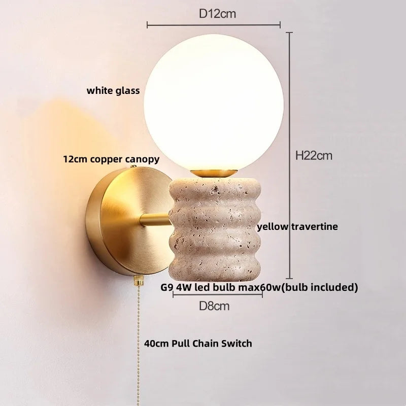 White Glass Wall Lamp Japanese Style Foyer
