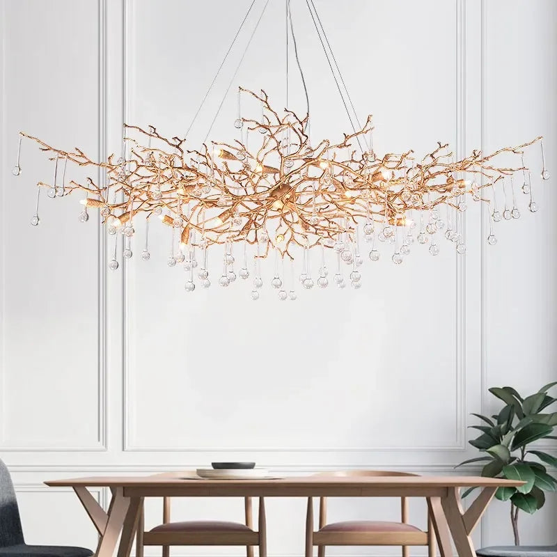 Crystal Copper Branch Chandelier