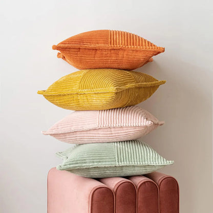 DecorBites™ Corduroy & Boho Striped Pillow Covers - Broadside Decorative Throw Pillow Case