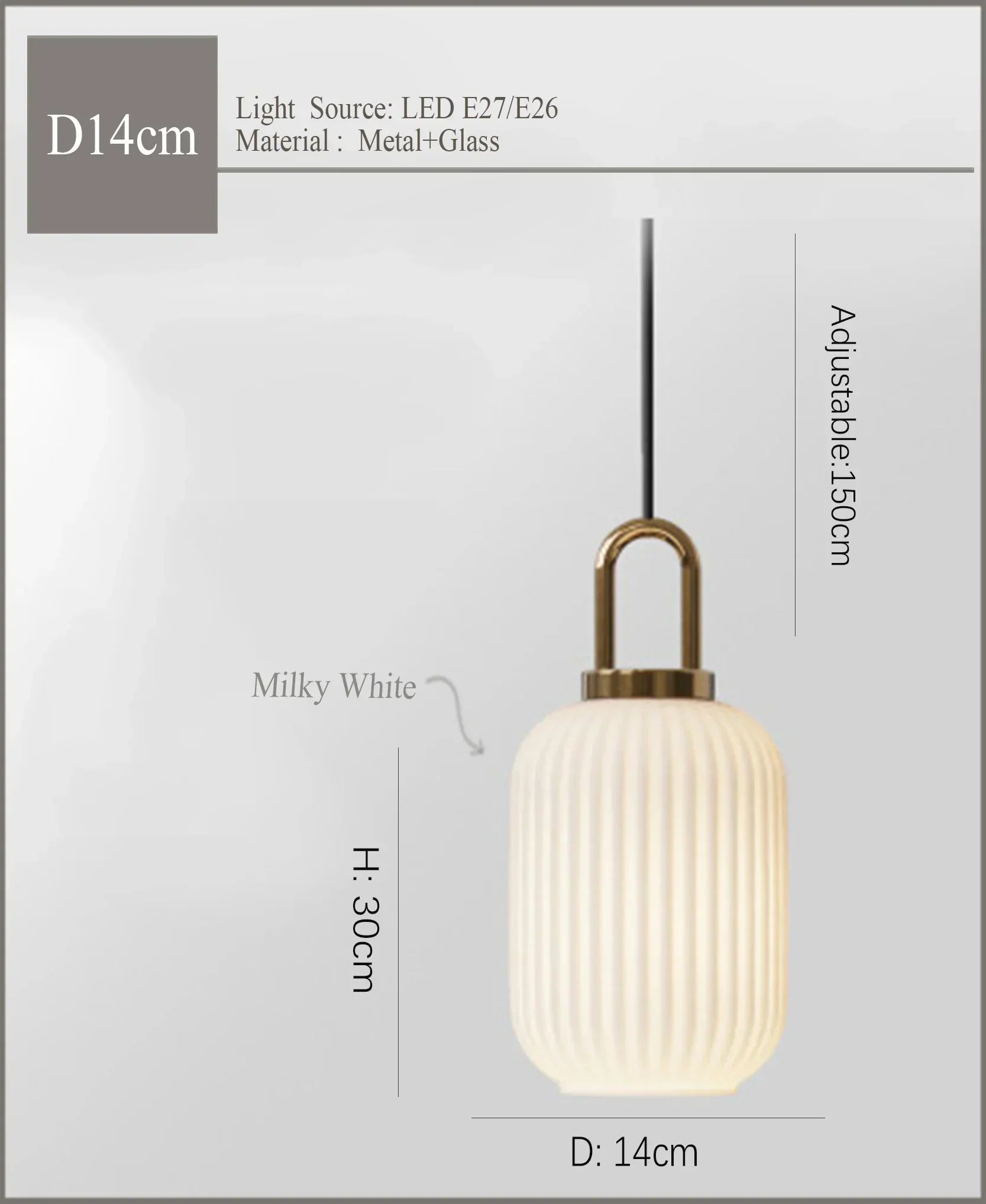 Nordic Glass Pendant Light T30cm Bedroom