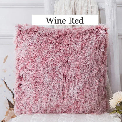 DecorBites™ Cozy Plush Fur Cushion Cover 43x43cm White Grey Sofa Decor Pillowcase