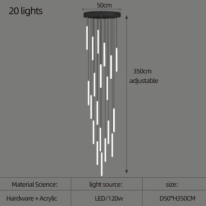 DecorBites™ Large Staircase LED Chandelier Lamp