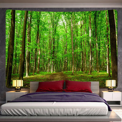 DecorBites™ Forest View Tapestry: Psychedelic Mandala Wall Decor & Beach Towel
