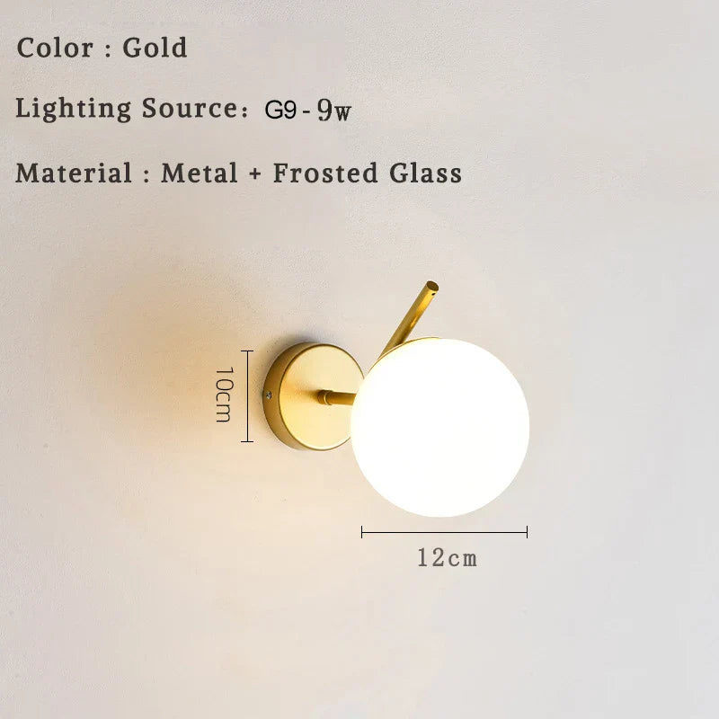 DecorBites™ Glass Ball LED Wall Lamp for Bedroom Living Room Indoor Lighting