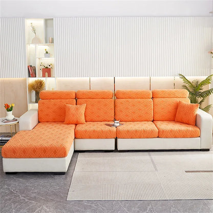 DecorBites™ Jacquard Velvet Sofa Seat Covers: Luxury Polar Fleece Stretch Protector