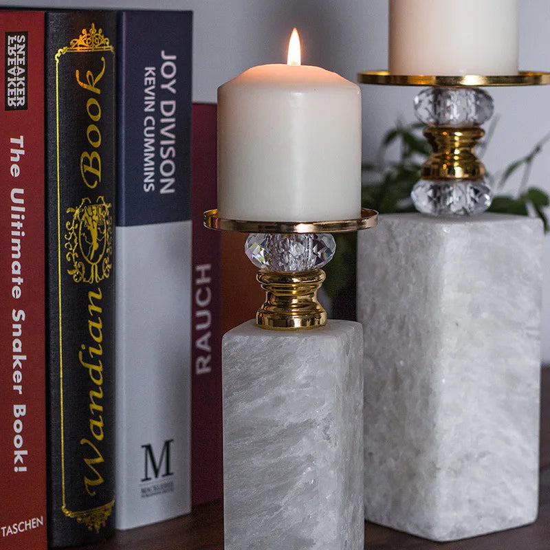 DecorBites™ Gold Marble Candle Holder Candelabrum Wedding Decor Desktop Accessories