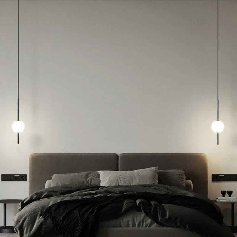 DecorBites™ Glass Ball Pendant Light: Modern Nordic Bedroom Hanging Lamp