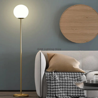 DecorBites™ Glass Ball Metal Floor Lamp - LED Lighting for Bedroom and Study