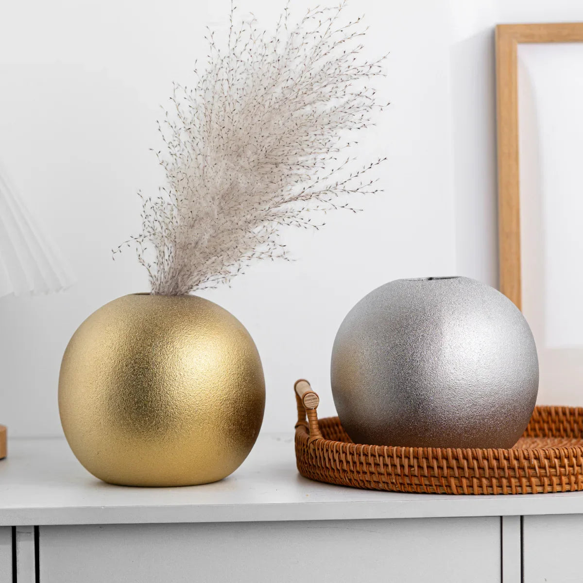 DecorBites™ Geometric Gold & Silver Vase for Chic Flower Arrangements & Home Decor