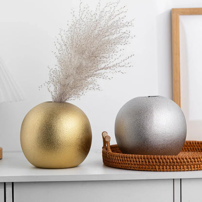 DecorBites™ Geometric Gold & Silver Vase for Chic Flower Arrangements & Home Decor