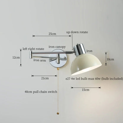 DecorBites™ Cream LED Swing Arm Wall Lamp for Living Room Bedroom Mirror Stair Light
