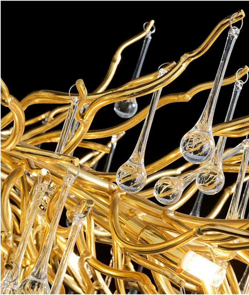DecorBites™ Golden Branch Crystal Chandelier – Luxe Living Room & Hotel Lobby Decor