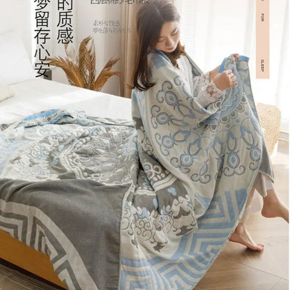 DecorBites™ Cotton Gauze Summer Blanket, Soft Breathable Single Double Bed Nap Blanket