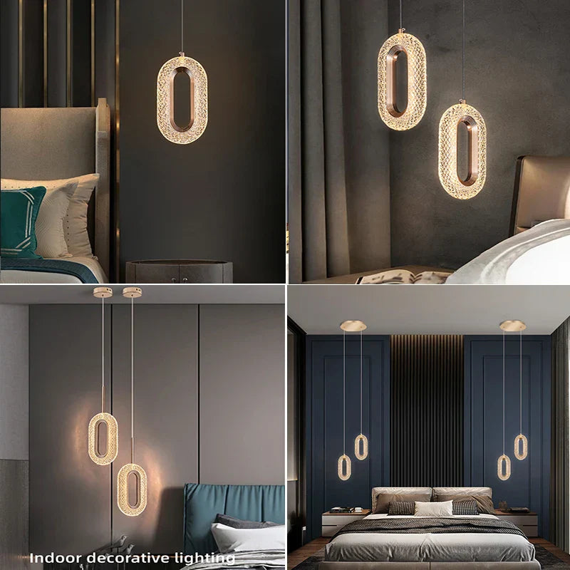 DecorBites™ Gold LED Chandelier for Living Dining Stairwell Hallway, Modern Alloy+Acrylic Hanging Fixture