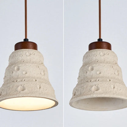 DecorBites™ Japanese Style LED Pendant Lights Wood Canopy Cement Lampshade