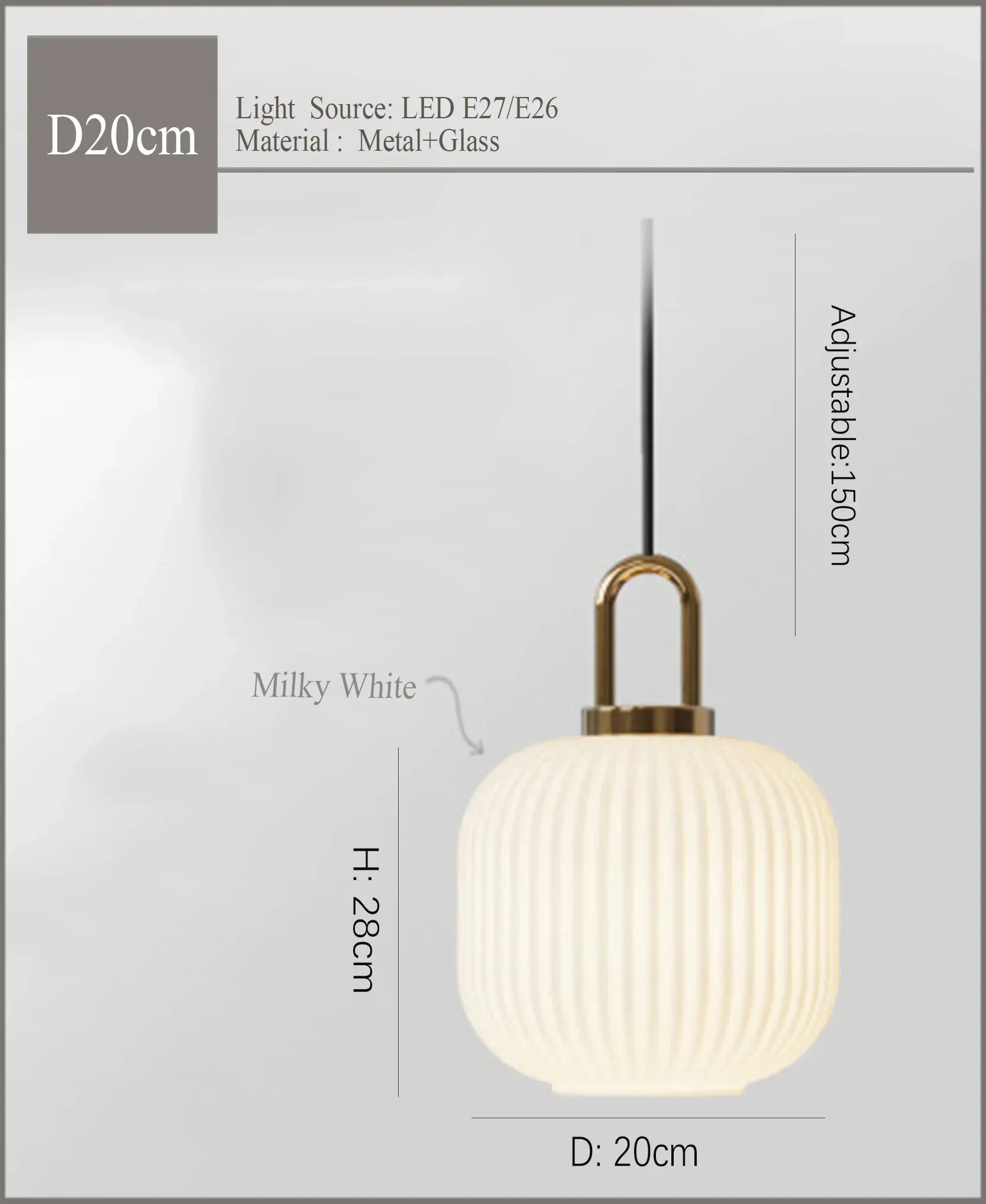 Nordic Glass Pendant Light T30cm Bedroom
