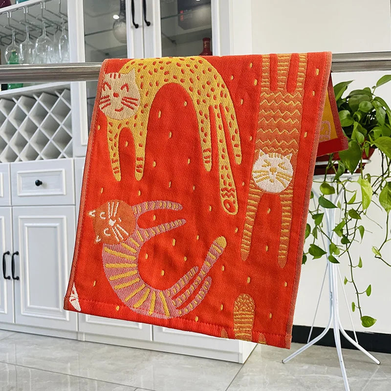 Cat Print Face Towels