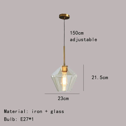DecorBites™ Gray Amber Glass Pendant Lamp for Home and Office Lighting