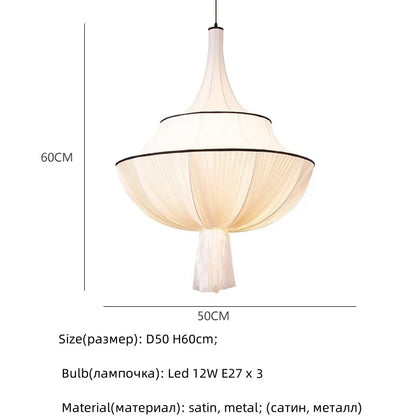 DecorBites™ Creamy E27 Foyer Chandelier: French-Inspired LED Pendant Lights for Bedroom, Art Decor Lampara