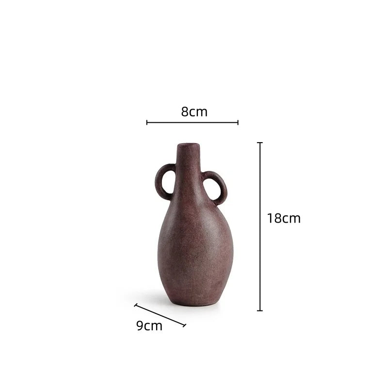 DecorBites™ Geometric Stoneware Vase Vintage Art Craft Home Decor Ornaments