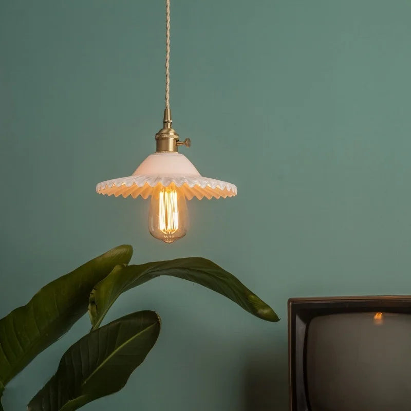 DecorBites™ Green Brass Glass LED Pendant Light for Kitchen Cafe Bar Loft Decoration