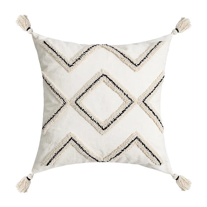 DecorBites™ Geometric Tufted Cotton Canvas Embroidered Pillow Covers for Home Decor