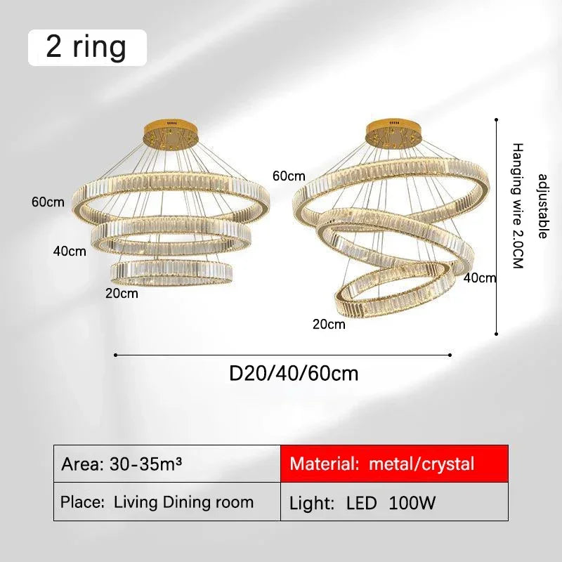 Gold Crystal Halo Chandelier
