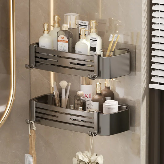 DecorBites™ Corner Shelf Organizer: Wall Mounted Storage Rack for Bathroom and Kitchen