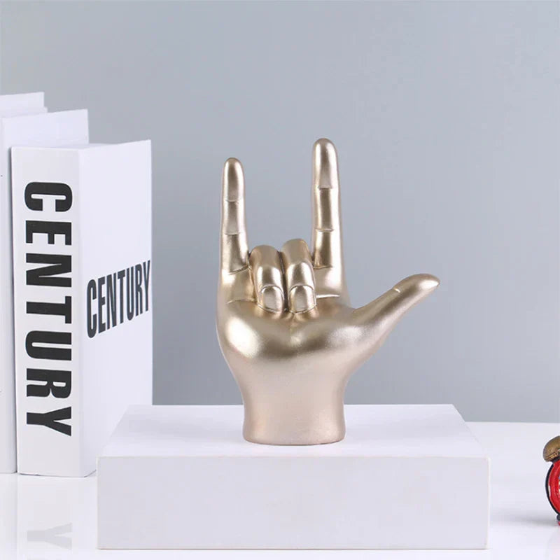 DecorBites™ Abstract Hand Love Sculpture: Nordic Style Resin Figurine for Home Decor