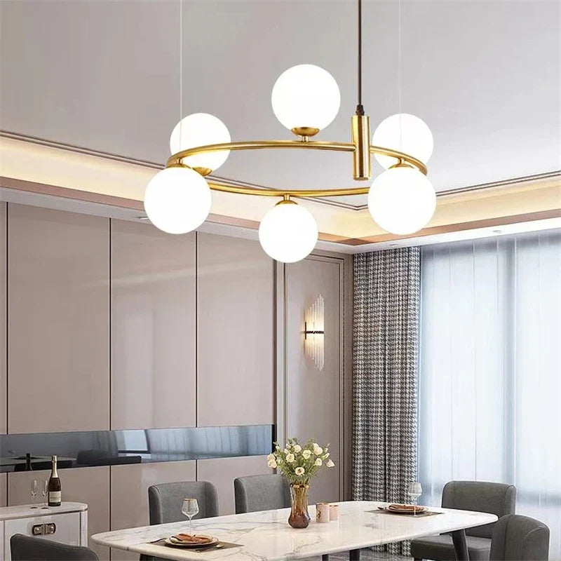 DecorBites™ Glass Ball Pendant Chandelier, Adjustable Height, Modern Nordic Design