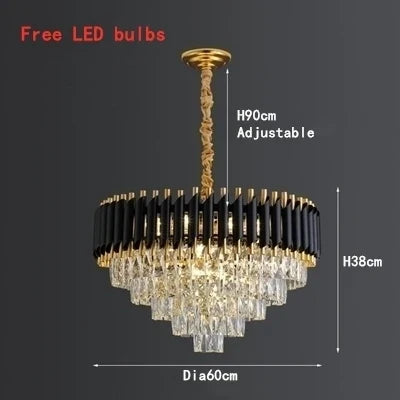 Crystal Ceiling Chandelier Round D80cm Gold