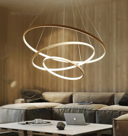 DecorBites™ Circle Rings LED Pendant Lamp, Modern Fashion Light for Living Room & Dining Room