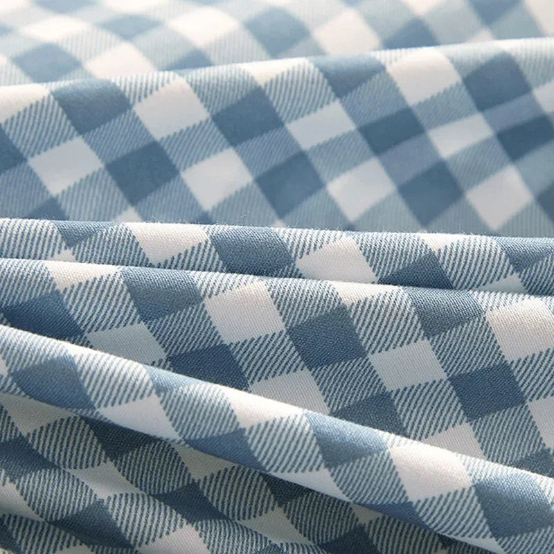 Cotton Grid Print Bed Set