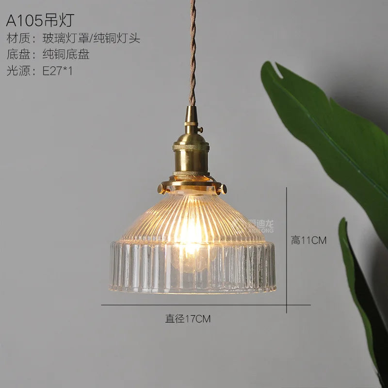 Brass Glass Pendant Light With Clear Shade Dining