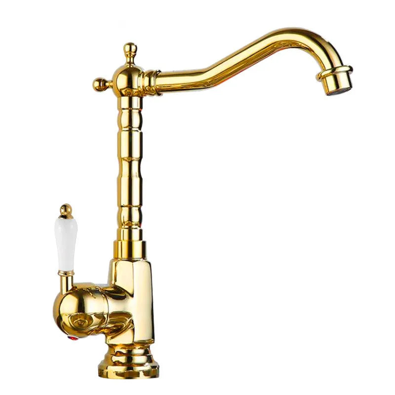 Gold Basin faucet Antique Bronze bathroom faucet Deck Mounted Black Kitchen Faucet  sink tap Hot Cold Chrome basin Tap Brass