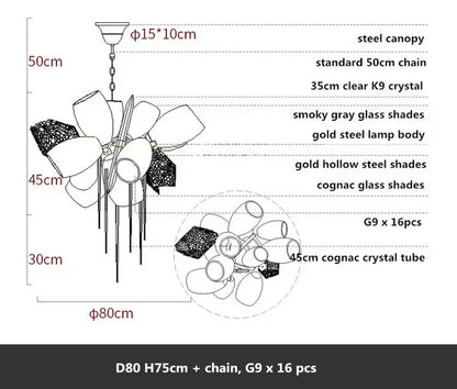 DecorBites™ Crystal Duplex Chandelier - Modern Designer Living Room Lighting
