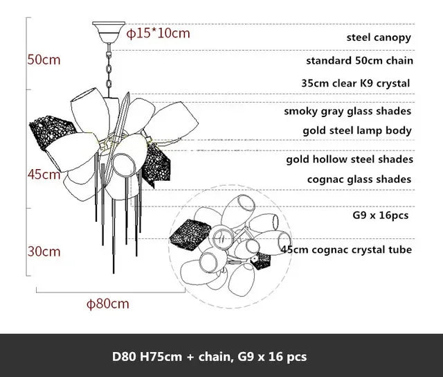 DecorBites™ Crystal Duplex Chandelier - Modern Designer Lighting for Living Room